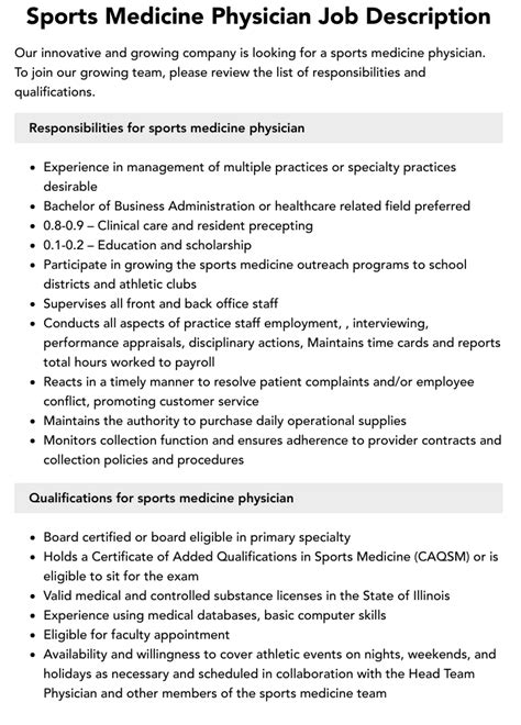 Sports Medicine Physician Job Description | Velvet Jobs