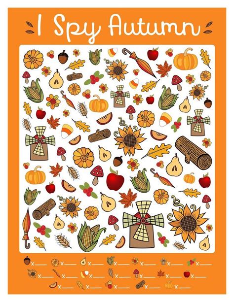 Free I Spy Autumn Printable Game | www.MinisteringPrintables.com | Fall printables, Art therapy ...