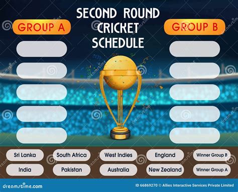 Cricket Match Schedule with Participant Countries. Editorial Image ...