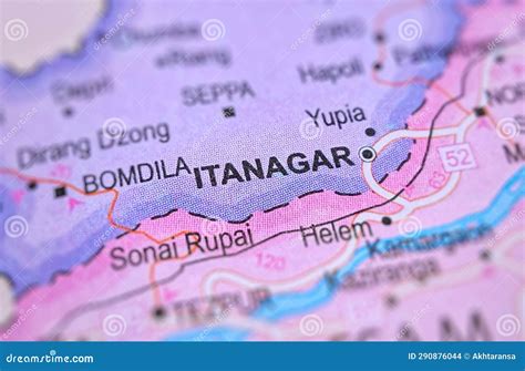 Itanagar Map, Capital Of Arunachal Pradesh On A Colourful Map Of India Royalty-Free Stock Photo ...