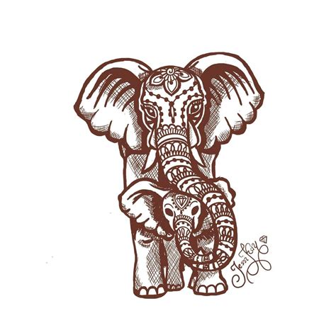 Jessikay Henna Mom and Baby Elephant Temporary Tattoo | Etsy