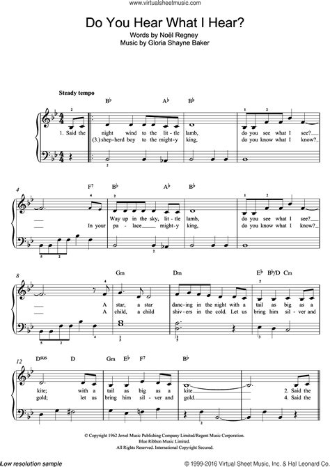 Do You Hear What I Hear? sheet music for piano solo (PDF)