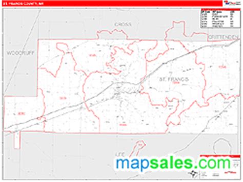 St. Francis County, AR Zip Code Wall Map Red Line Style by MarketMAPS