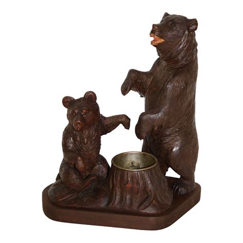 Carved Black Forest Bears Ashtray - Ski Country Antiques & Home