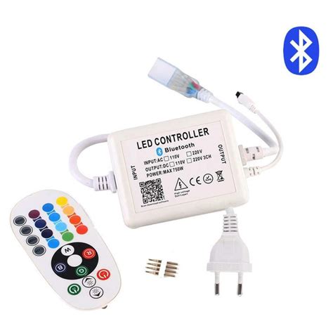 LED Lighting Bluetooth Controller for LED Strips, 24 button IR Remote Control Power Supply Plug ...