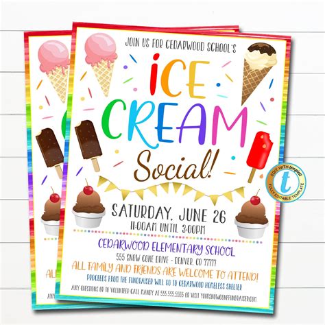 EDITABLE Ice Cream Social Flyer Teacher Appreciation Week - Etsy Australia