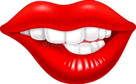 Cartoon Female Red Lips Isolated On White Background Stock Vector - Illustration of glamour ...