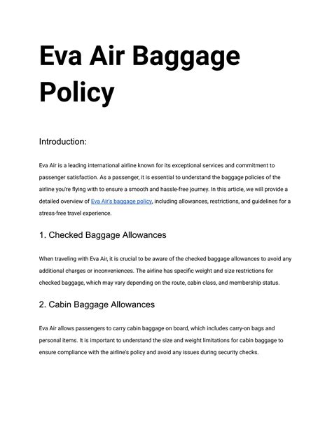 Eva Air Baggage Policy by Nicolus lin - Issuu