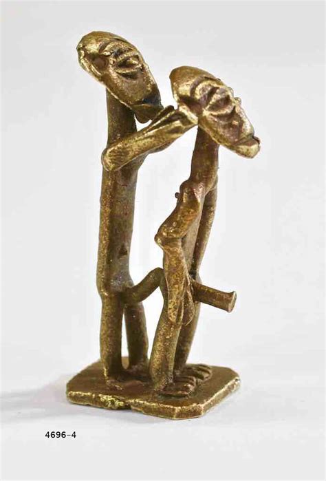 Gay 2 standing men brass Akan gold weight from Ghana | The Niger Bend ...