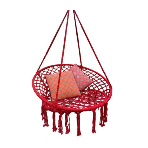 Macrame Hanging Chair Raspberry | The Complete Garden