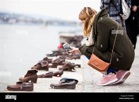 The Shoes on the Danube Bank a memorial in Budapest conceived by film director Can Togay by the ...