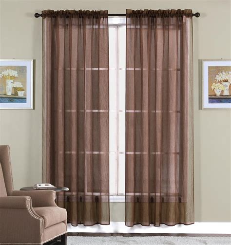 WPM 60 x 63-Inches Sheer Window Elegance Curtains/drape/panels/treatment, Brown - Walmart.com ...