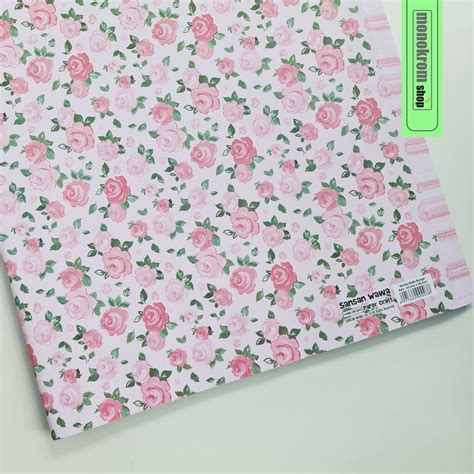 Jual Kertas Kado Sansan Wawa Bunga Motif Flower Watercolor Rose Soft Pink - Wrapping Paper ...