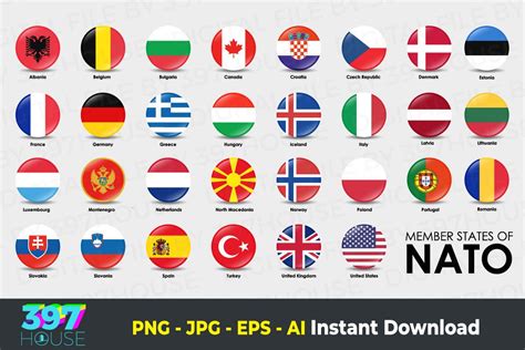 NATO Member Countries Member Countries Flags Drawing By , 54% OFF