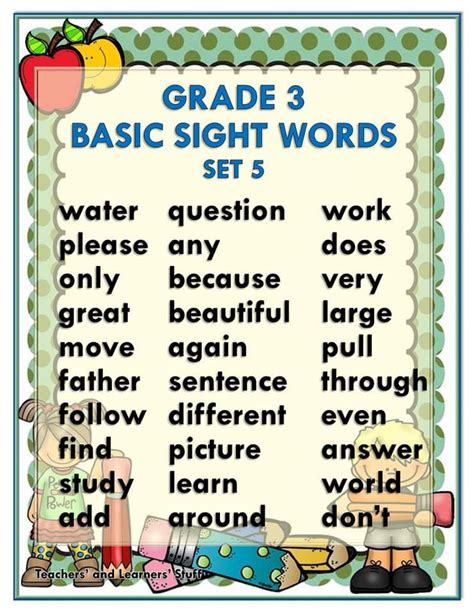 BASIC SIGHT WORDS (Grade 3) Free Download - DepEd Click Sight Word ...