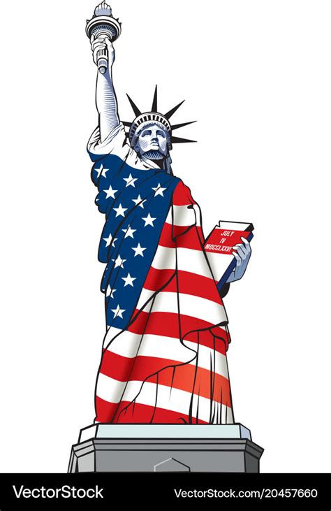 Statue of liberty usa flag nyc Royalty Free Vector Image