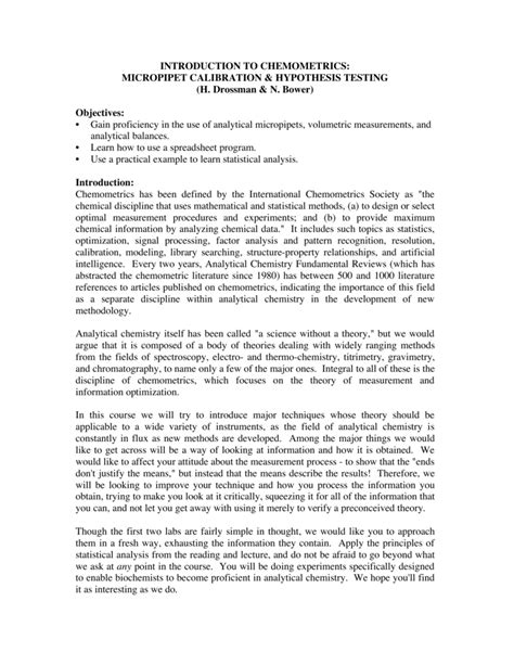 Pipette Calibration Worksheet - Experiment 2b Calibration Of Volumetric Glassware - - Salierpic05