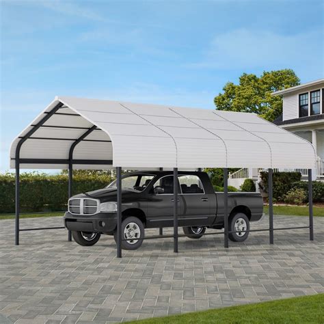 Sunjoy Steel Carports 12x20 Heavy Duty Metal Gazebo, Outdoor Living ...