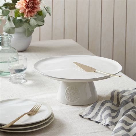 Stoneware White Cake Stand