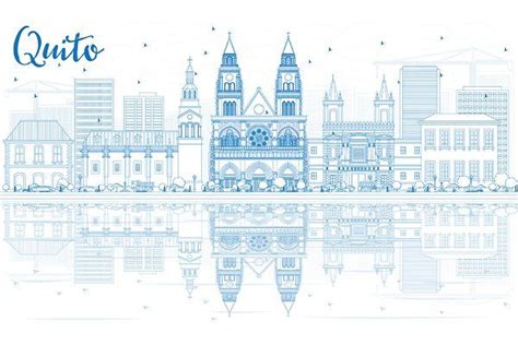 Outline Quito Skyline | Blue building, Quito, City skyline silhouette