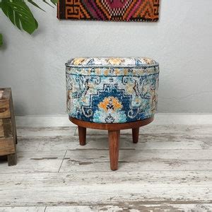 Bean Bag Chair, Ottoman Stool, Pouf Stool, Handmade Furniture, Blue ...