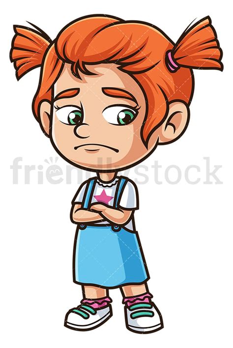 Sad Ginger Girl Cartoon Clipart Vector - FriendlyStock