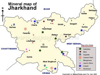 Jharkhand Mineral Map, Mineral Resources of Jharkhand