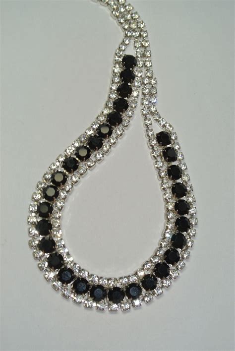 Vintage Black and White Rhinestone Choker Necklace from eyecandy on Ruby Lane