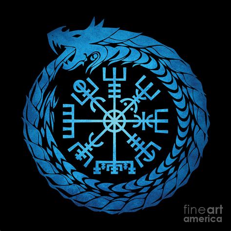 Vegvisir Jormungandr World Serpent Digital Art by Beltschazar - Fine Art America