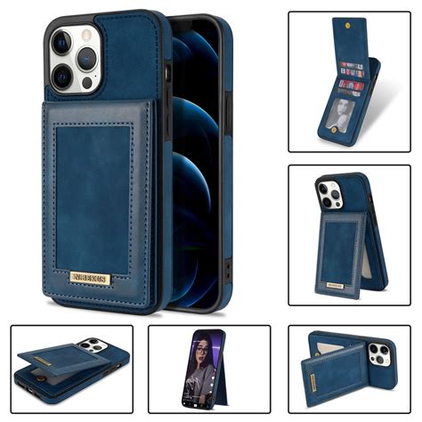 N.BEKUS Vertical Flip Card Slot RFID Phone Case For iPhone 12 Pro (Blue ...