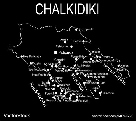 Chalkidiki map line contour silhouette Royalty Free Vector