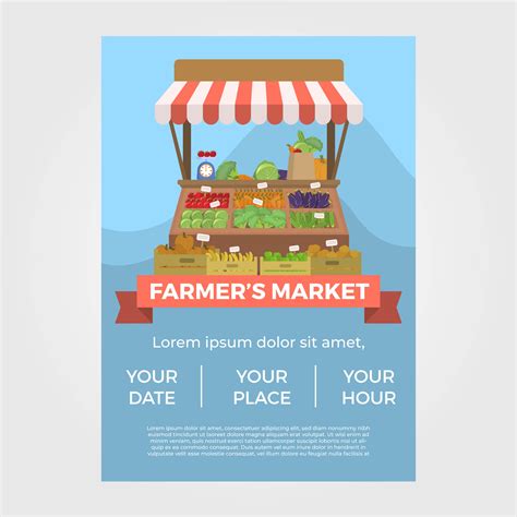 Flat Farmer's Market Flyer Vector Template 358452 Vector Art at Vecteezy