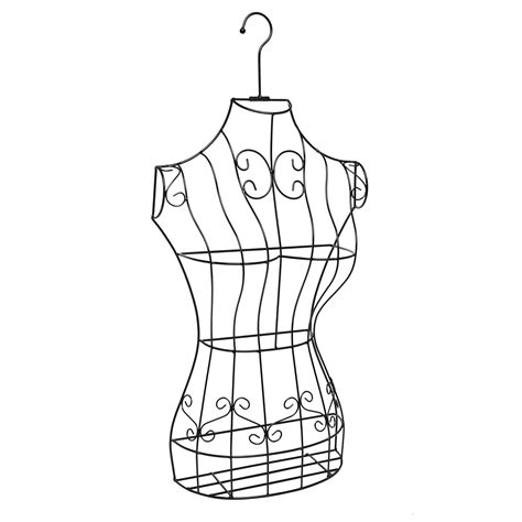Buy Black Metal Wire Frame Hanging Dress Form Torso Mannequin, Women Clothing Display Sewing ...