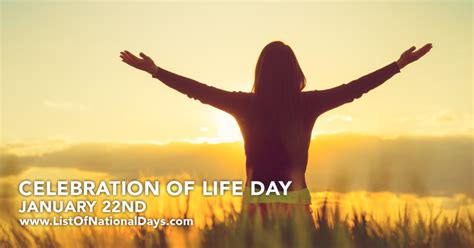 CELEBRATION OF LIFE DAY - List Of National Days