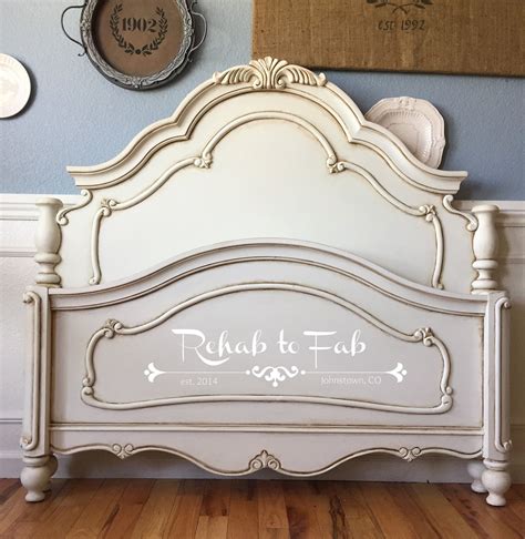 Glazed Antique White Bed Frame | General Finishes Design Center