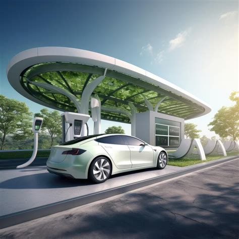 Premium AI Image | Electric Vehicle Charging with Solar Power