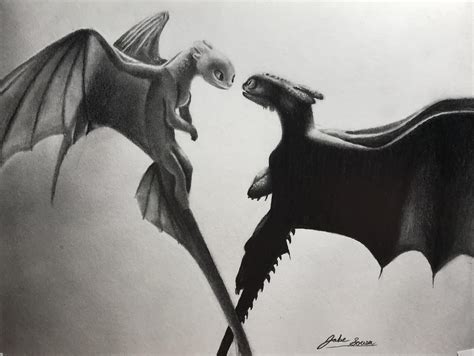 My drawing of toothless and the light fury. : r/httyd