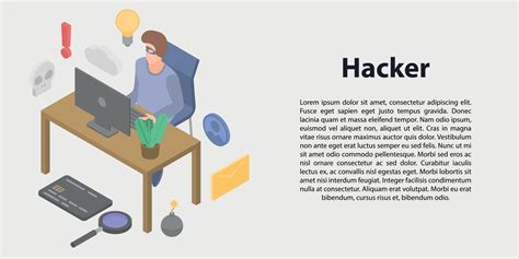 Hacker concept banner, isometric style 8454619 Vector Art at Vecteezy