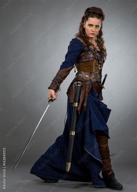 Medieval Warrior Woman Stock Photo | Adobe Stock