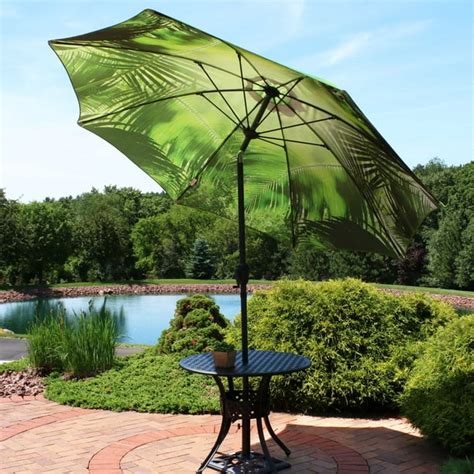 Sunnydaze 8-Foot Outdoor Patio Umbrella - Inside Out Market Style with Push Button Tilt and ...