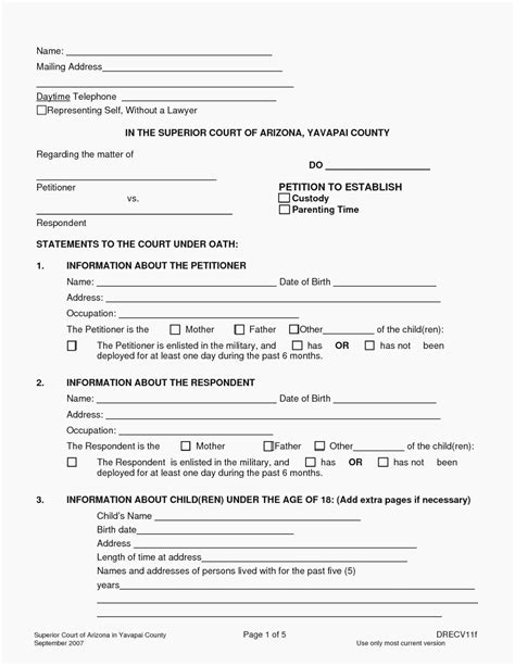 Printable Custody Agreement Template - Calendar Printables