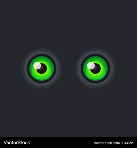 Green cartoon eyes on dark background Royalty Free Vector