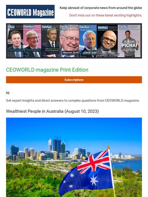 CEOWORLD Magazine: Wealthiest People in Australia (August 10, 2023 ...