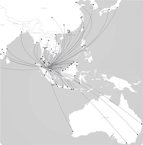 AirAsia route map - from Kuala Lumpur