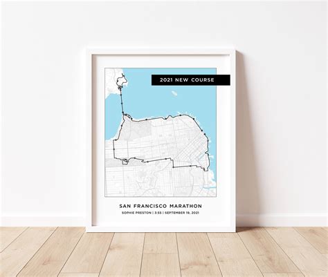 San Francisco Marathon Course Map Personalized San Francisco Route Map ...