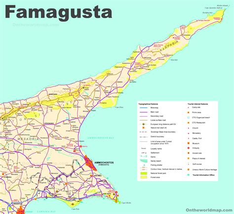 Detailed Map of Famagusta District - Ontheworldmap.com