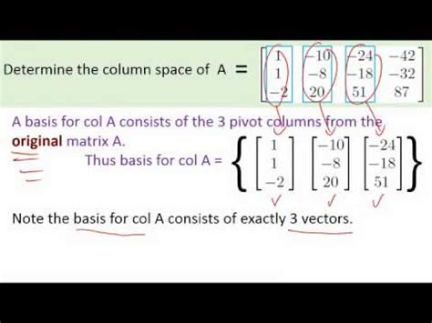 A quick example calculating the column space and the nullspace of a matrix. - YouTube