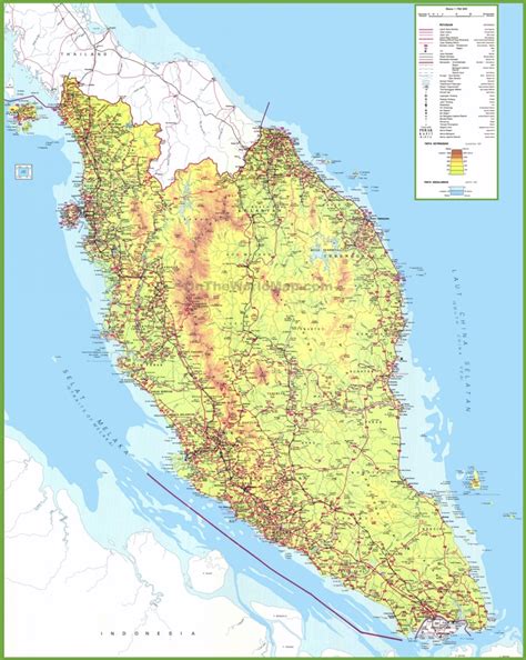 Large detailed map of West Malaysia