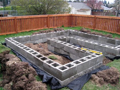 cement block garden (less grass to mow) | Cinder block garden, Large raised garden beds, Garden beds