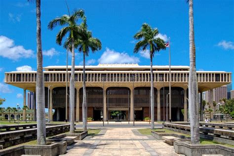 Hawaii State Capitol - Honolulu Stock Photo - Image of united, trees ...